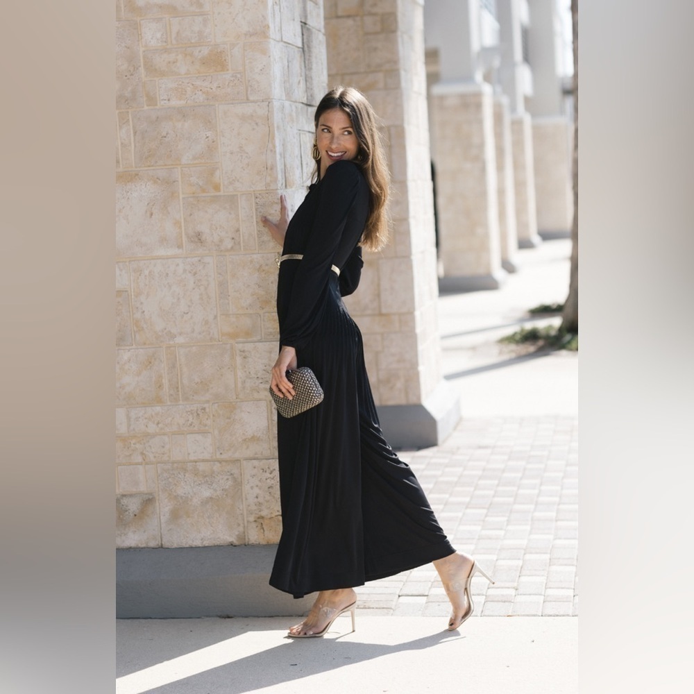 FARM RIO Black Long Sleeve Knot Jumpsuit M - Picture 3 of 9